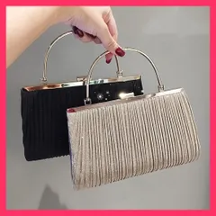 【スタッフおすすめ！】 パーティバッグ 結婚式 クラッチバッグ キャババッグ 上品/かばん披露宴二次会/お呼ばれバッグ 黒 おしゃれ サテンプリーツ ハンドバッグ おすすめ おしゃれ　人気 上品 88CXH-058