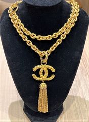 CHANEL ヴィンテージ シャネル ココマーク 93A 溶岩 唐草 フリンジ ネックレス 171.63g【IT32HMDEBAI4】