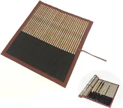 THE BIG SHEEP 書道 筆入れ 竹製 収納 ポケット付き 筆巻き 保管 習字 小サイズ 8本収納( 小サイズ 8本収納)