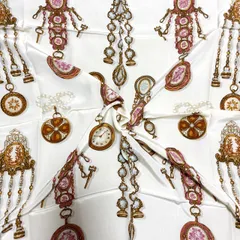 【良品】 Christian Dior クリスチャン ディオール スカーフ バンダナ ストール シルク 絹 総柄 時計柄 ユニセックス 男女兼用 メンズ レディース