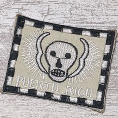 DS04 スカル ドクロ 骸骨 ベトナム 戦争 ワッペン 人気 PUERTO RICO パッチ カスタム ベトジャン 米軍 アメカジ 白