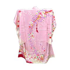 7歳　正絹　着物　襦袢付き　新品　ピンク　花　七五三