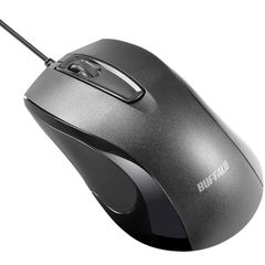 バッファロー 3ボタン 有線 BlueLED 高耐久 抗菌 マウス ブラック BSMBU115BK