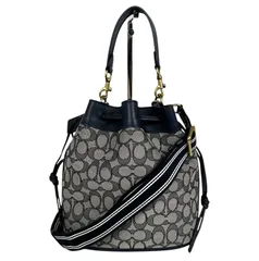 【COACH】コーチ シグネチャーキャンバス 巾着型２WAYショルダーバッグ レディース【中古品】 USED-SA 【9304】