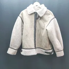 ◇ GRL スウェード風 ジップアップ カジュアル ライダース 長袖 ボアジャケット サイズF ベージュ レディース E 【1310130039320】