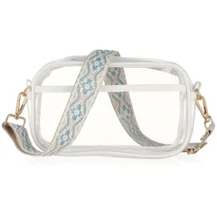 【新着商品】ショルダーバッグ 斜めかけ 軽量 防水 2way PVC素材 透明バッグ 見せバッグ 透明 ショルダー 刺繍入り クリアバッグ ショルダーストラップ オシャレ [PandaSays] 通勤通学スポーツビーチ旅行温泉バスルーム