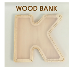 WOOD BANK イニシャル『K』【木製バンク】【イニシャル】/貯金箱/インテリア(ギフトにも最適)