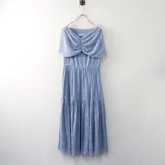 2024SS 定価3.1万 セルフォード CELFORD シャーリングチュールドレス 36/サックスブルー ワンピース レース ギャザー 【2400014428438】