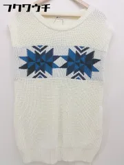 ◇ ◎ niko and … ニコアンド タグ付き ジャガード ニット ベスト サイズF アイボリー ブルー レディース  【中古】 【1111220011895】