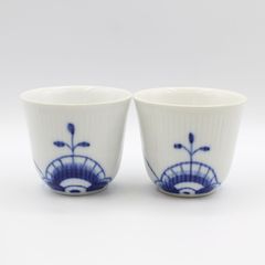 131)【美品】ロイヤルコペンハーゲン ブルーフルーテッド メガ スタイルカップ 2客 ペア ROYAL COPENHAGEN