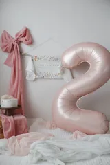 新品未使用 お誕生日 バースデーナンバー バルーン 数字 装飾 くすみピンク 40inch