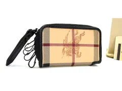 ■極美品■ BURBERRY バーバリー ノバチェック PVC×レザー 4連 キーケース 鍵入れ ブラウン系×ブラック系 FH9742