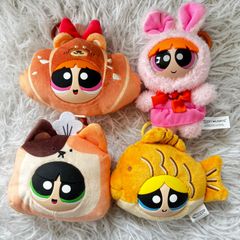 파워 퍼프 걸즈 4 점 세트 소과자 공방 버블스 타이야키 크로와상 토스트 MGL TOYS 블러섬 봉제인형 키홀더 4R
