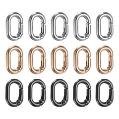 uxcell 15個のスプリングオーバルリング 7mm/0.3インチ ID 15.5mm/0.6インチ OD スプリングキーリングクリップスナップバックル亜鉛合金トリガーリング キーリングバックル ハンドバッグ 財布 ライト金色/ホワイト/ブ ラ ック