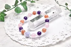 高品質 オレンジムーンストーン&ローズクォーツ 8mm ブレスレット パワーストーン 天然石 _A592