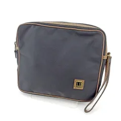 ダンヒル クラッチバッグ セカンドバッグ ロゴプレート ブラック ブラウン ゴールド キャンバス×レザー dunhill セカンドバッグ バック ファッション 収納 バッグ  T5487