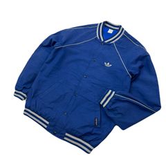アディダス ビンテージ 80s ナイロン ジャケット ブルー メンズ L相当 【 スペイン製 希少 トレフォイルロゴ 】 adidas ●BA307
