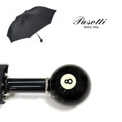 Pasotti 雨傘 折りたたみ傘 ブラック 8ボール ハンドル ビリヤード 高級傘 ジャンプ傘 頑丈 大きめサイズ イタリア製 ハンドメイド オシャレ シンプル メンズ レディース ギフト プレゼント SP08