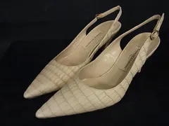 CHARLES JOURDAN シャルル ジョルダン 型押しレザー ヒール ミュール 表記サイズ36 (約23cm) 靴 レディース ベージュ系 DE7978