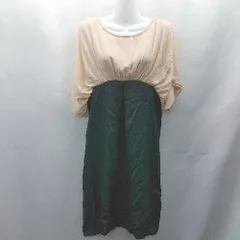 ◇ ⊂ nano universe トップスシフォン素材 半袖 ミニ ワンピース サイズ F ベージュ系 ブラック レディース E  【1411280041116】