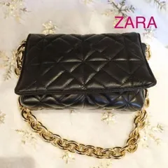 【大特価】ZARA ショルダーバッグ グリーン キルティング ゴールドチェーン