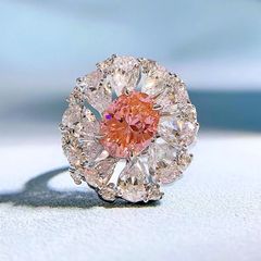 天然フェンタガーネットリング 豪華フラワーデザイン 高発色オレンジ 