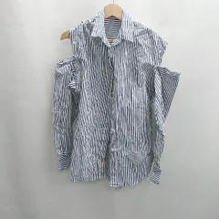 ◇ Θ INGNI イング ストライプ柄 袖の取り外し可能 長袖 シャツ サイズ表記なし ブルー系 レディース E  【1502030008791】
