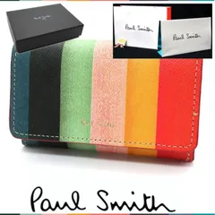【国内正規品 新品】ポールスミス Paul Smith  名刺入れ カードケース シグネチャーストライプ 牛革 レザー 箱付 ギフト プレゼント ps3691