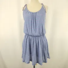 美品★SEE BY CHLOE【シーバイクロエ】 ノースリーブ/ストラップワンピース【size:4/XS-S/ひざ丈/blue×purple/ボーダー柄】dress◆BJ004-a