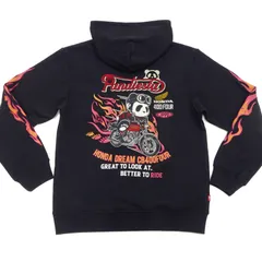 パンディエスタ ホンダ フルジップパーカー PANDIESTA HONDA CB400FOUR ヨンフォア スウェットフーディ パンダ ファイヤーパターン バイク 柄 564505 ブラック