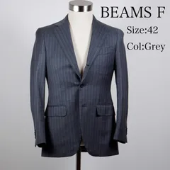 【美品】BEAMS F(ビームス・F) 3ボタン　スーツ　SIZE:42　Col:グレー・チョークストライプ