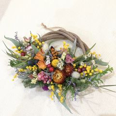 colorful mimosa wreathe⭐︎ドライフラワー リース　ミモザ
