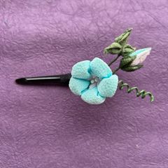 朝顔　つまみ細工　髪飾り　ヘアクリップ　浴衣　夏祭り　花火大会　ハンドメイド