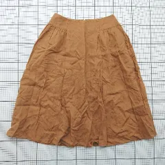 ◇ ⊂ SLOBE IENA スローブ イエナ リネン100％ 膝丈 フレア サイドジップスカート サイズ36 キャメル系 レディース E  【1508250016424】