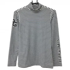 【美品】パーリーゲイツ 長袖ハイネックインナーシャツ 白×黒 ボーダー レディース 1(M) ゴルフウェア PEARLY GATES