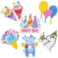 WATASHINO ワッペン アイロンワッペン アップリケ 女の子 大人 パーティー サイ アルパカ 6枚セット [パーティー 6枚セット]