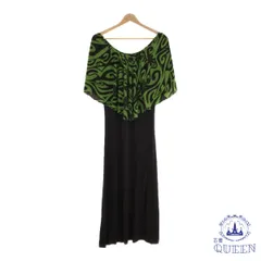 【訳アリ】 ワンピース ロング丈 プリント カジュアル オシャレ レディース ブラック グリーン M 901-4227 送料無料
