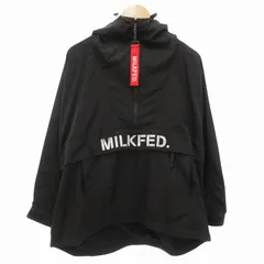 ミルクフェド MILKFED. アノラックパーカー ブルゾン プルオーバー ハーフジップ ロゴプリント S 黒 ブラック /FFのサムネイル