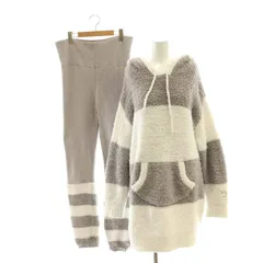 ジェラートピケ gelato pique ボーダー パーカー パンツ セットアップ ルームウェア F グレー ホワイト /ES ■OS