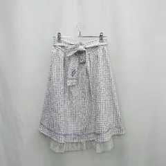 ◇ ⊂ axes femme POETIQUE チェック柄 ひざ丈 フレア スカート サイズM グレー ホワイト レディース E  【1503050026840】
