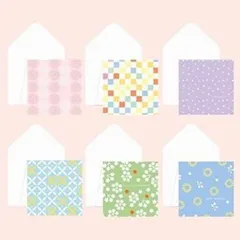 I006 メッセージカード ミニ 封筒付き クラフト 正方 和風 かわいい 6枚