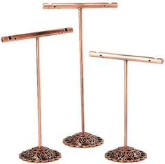 EXDUCT ディスプレイスタンド T字 3個セット イヤリング ピアス アクセサリー ジュエリー 腕時計 ネックレス( 銅)