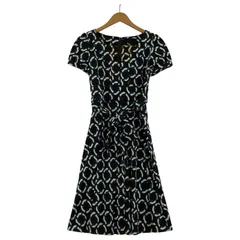 UNTITLED  アンタイトル 総柄ワンピース size1/チャコールグレー×ホワイト×ブルー