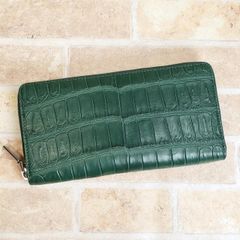 18-b エナメル クロコダイル 長財布 メンズ レディース グリーン 