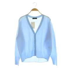 グリーンレーベルリラクシング ユナイテッドアローズ green label relaxing グロッシー シアー Vネック ニット カーディガン 長袖 ブルー /MY ■OS