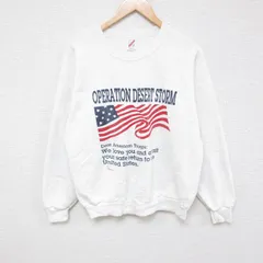 M/古着 ジャージーズ 長袖 スウェット メンズ 80s 星条旗 ラグラン クルーネック 白 ホワイト 24sep09 中古 スエット トレーナー トップス