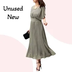 【未使用】ルイルエブティック ワンピース プリーツ 半袖 ドレス フォーマル 結婚式 パーティー 入学式 謝恩会 Sサイズ