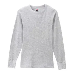 長袖 無地 丸首 ワッフル あたたかい Beefy 防寒 サーマルクルーネックロングスリーブ サーマル HM4-Q103 ロングTシャツ メンズ [ヘインズ]