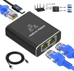 新品 LBSC LAN 分配器 LAN ケーブル 分岐 RJ45 1000Mbps 1入力2出力 2台同時使用 USB Type-C電源ケーブル付き Cat5 Cat5e Cat6 Cat7 Cat8対応 ネットワーク拡張 ネットワーク同時利用 二股同時出力