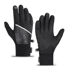 【人気商品】反射ストリップ付き タッチパネル対応 滑り止め 裏起毛 高弾力 耐磨耗 防水 防寒グローブ 吸湿 通気 サイクリンググローブ アウトドア アウトドアグローブ 登山 ジョギング 通勤通学 ZVCXOE 冬用 男女兼用 ブラック